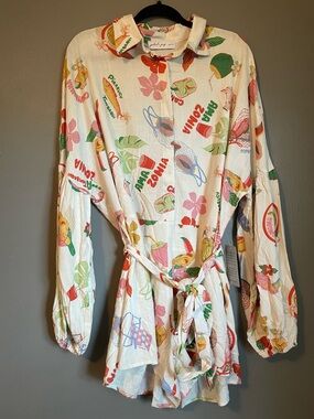New Petal & Pup Sz XL Tropical Jilla Mixed Print Long Sleeve Romper Ret $89!